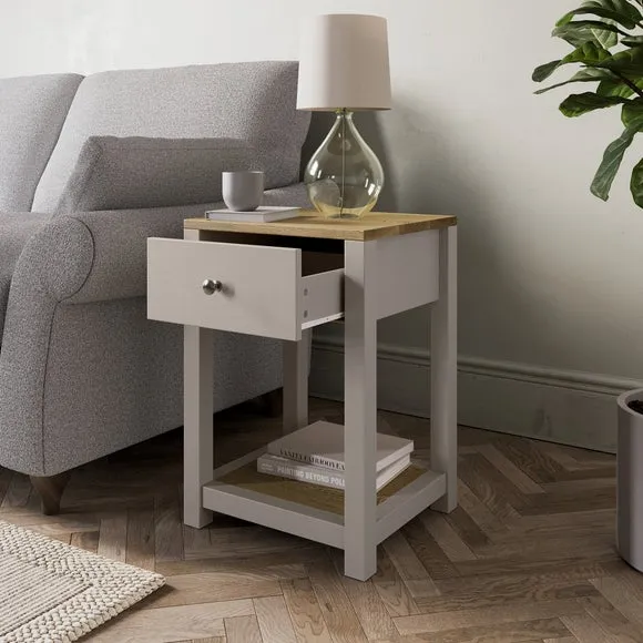Side Table with Drawer - Stone