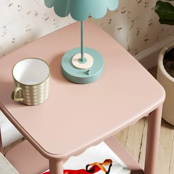 Side Table with Shelf - Blush, Solid Wood