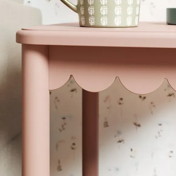 Side Table with Shelf - Blush, Solid Wood