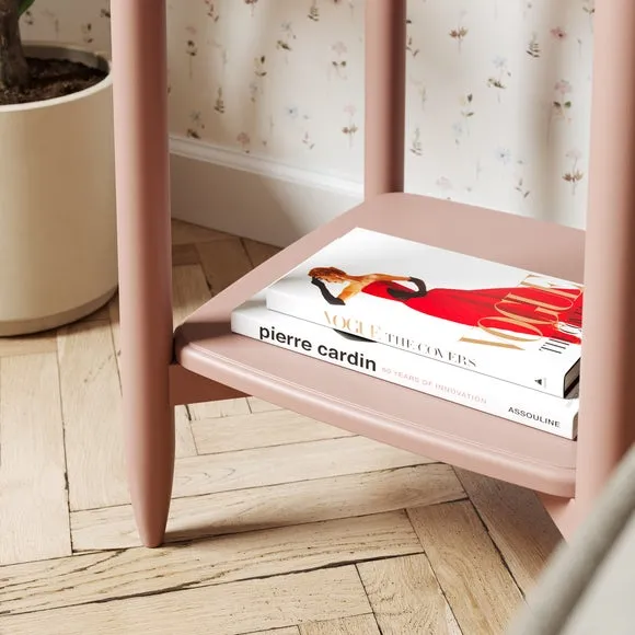 Side Table with Shelf - Blush, Solid Wood