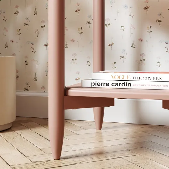 Side Table with Shelf - Blush, Solid Wood