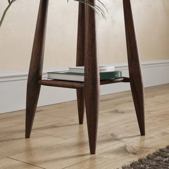 Side Table with Shelf - Dark Wood, Acacia