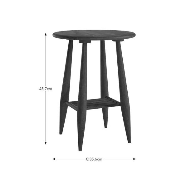 Side Table with Shelf - Dark Wood, Acacia