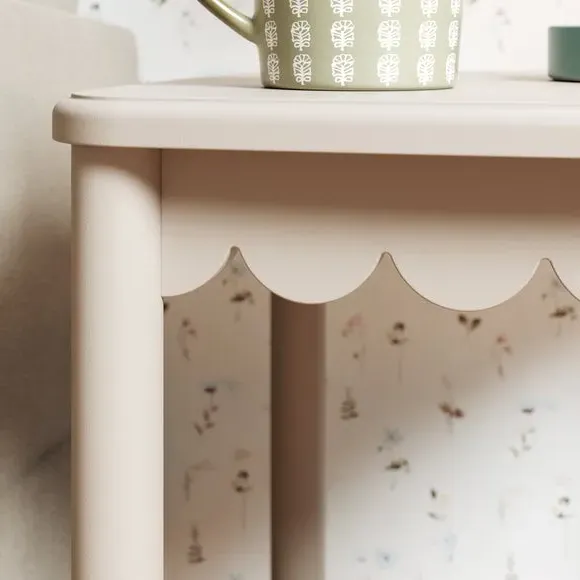Side Table with Shelf - Natural, Solid Wood