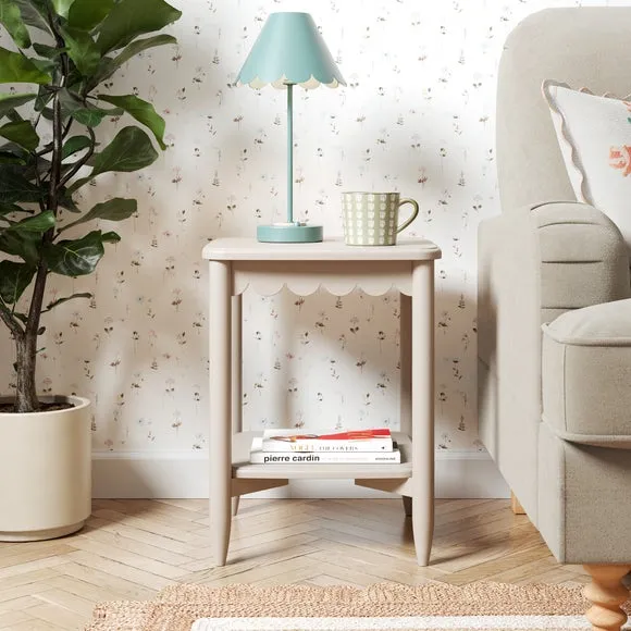 Side Table with Shelf - Natural, Solid Wood