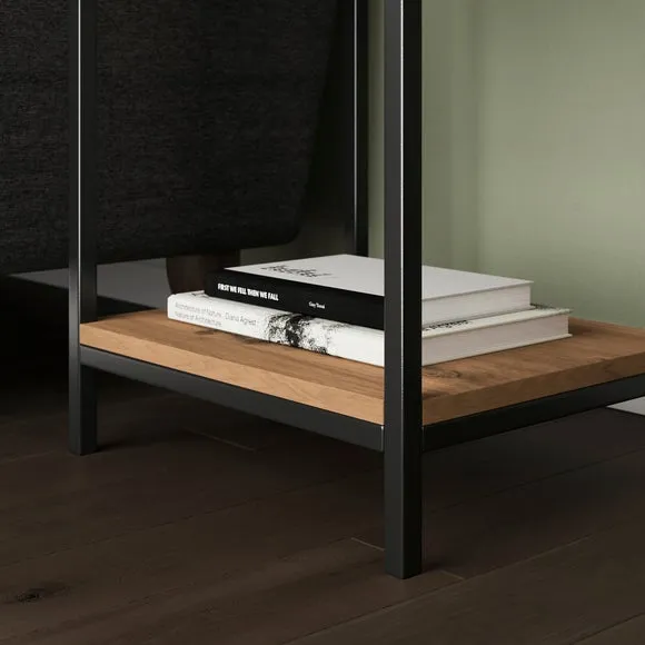 Side Table with Storage - Oak, Metal