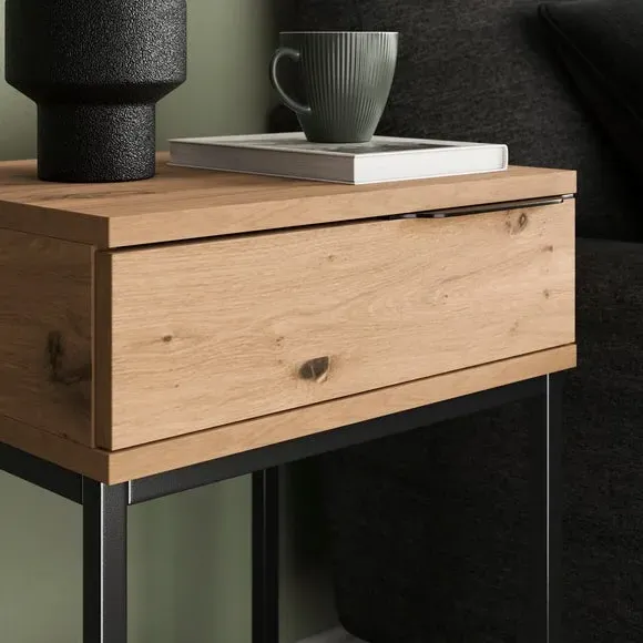 Side Table with Storage - Oak, Metal