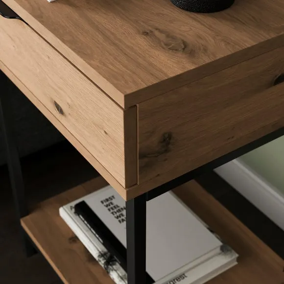 Side Table with Storage - Oak, Metal