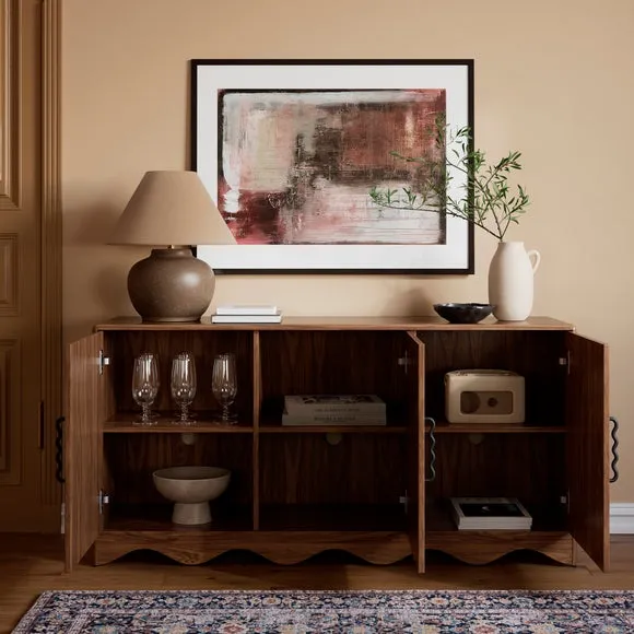 Sideboard with Wiggle Design - Walnut Effect