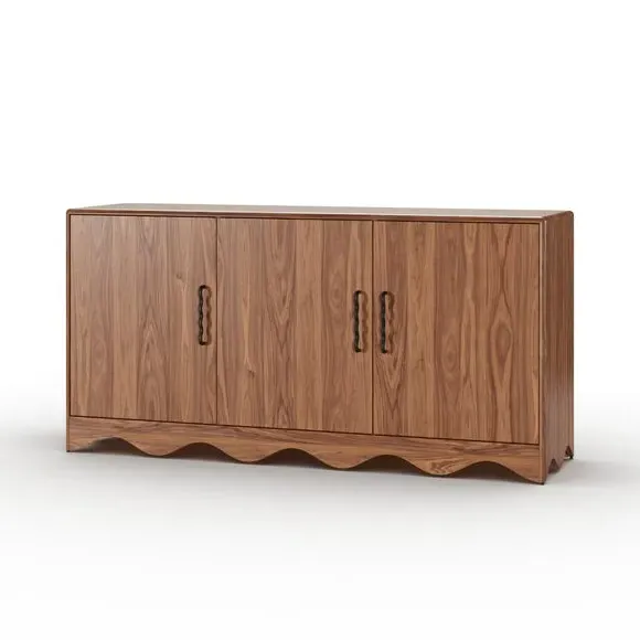 Sideboard with Wiggle Design - Walnut Effect