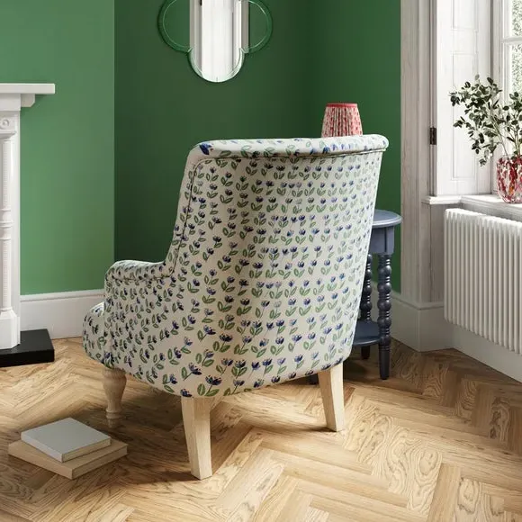 Single Armchair with Tulip Print - Natural, Linen