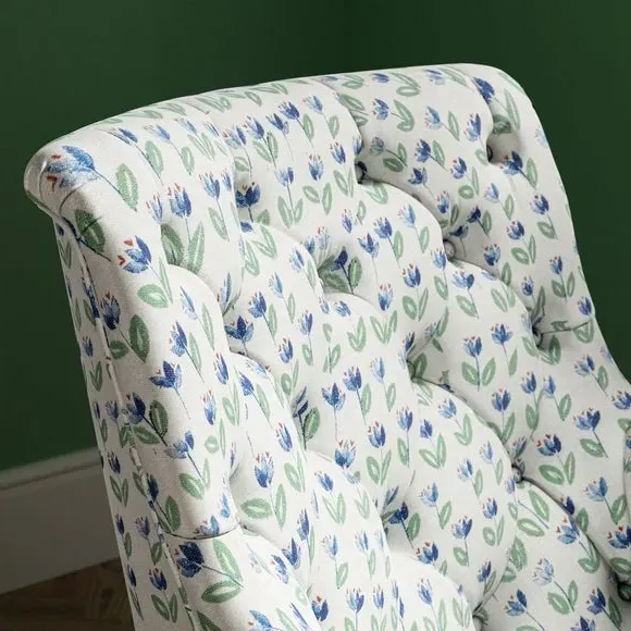 Single Armchair with Tulip Print - Natural, Linen