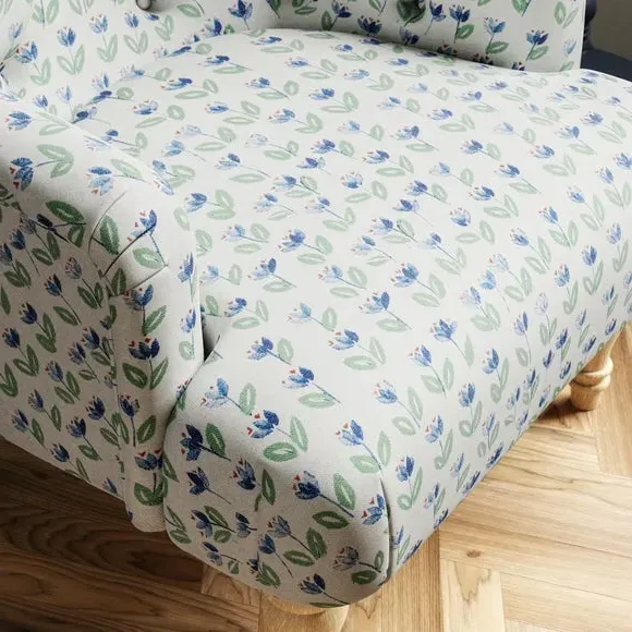 Single Armchair with Tulip Print - Natural, Linen