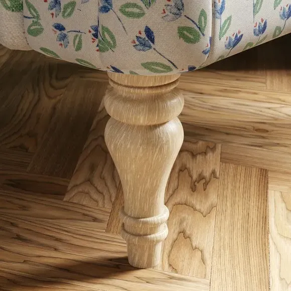 Single Armchair with Tulip Print - Natural, Linen