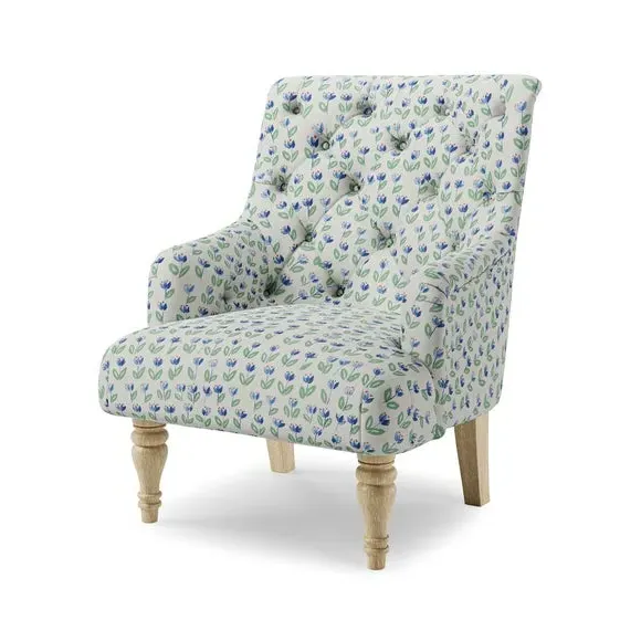 Single Armchair with Tulip Print - Natural, Linen