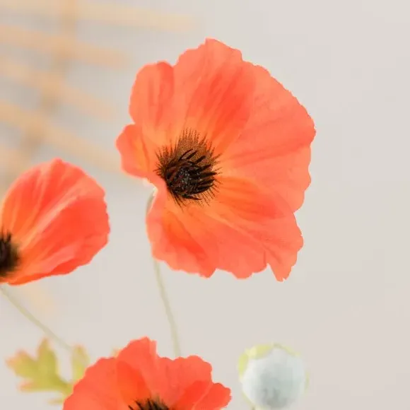 Single Artificial Poppy Stem - Red