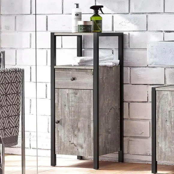 Single Bathroom Cabinet with Storage - Grey