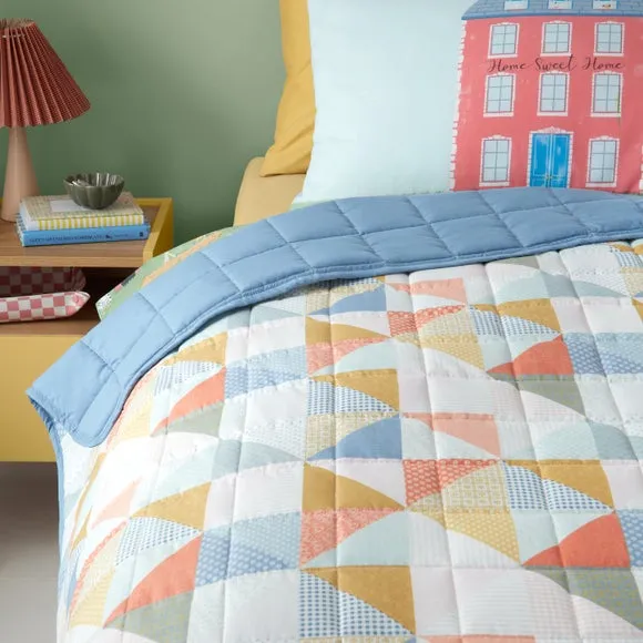 Single Bedspread Patchwork Folk - Multicolor