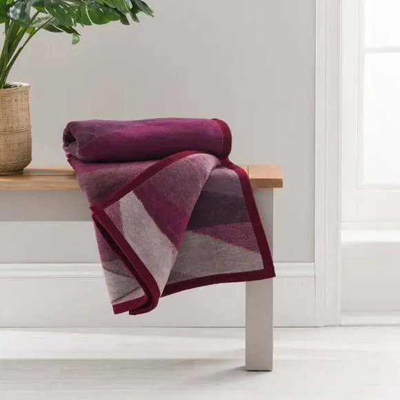 Single Blanket Geometric Print - Purple, Cotton
