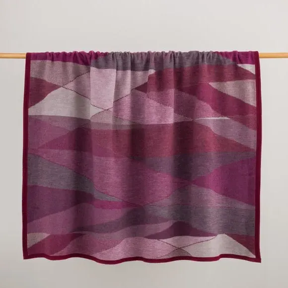 Single Blanket Geometric Print - Purple, Cotton