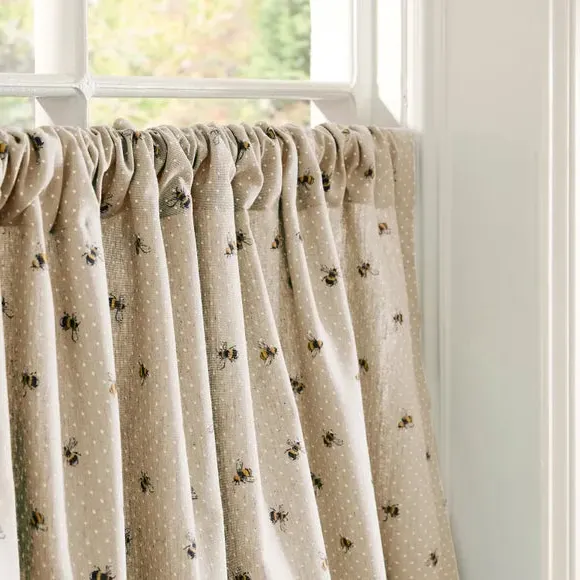Single Café Curtain with Slot Top - Natural