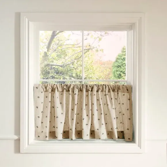 Single Café Curtain with Slot Top - Natural