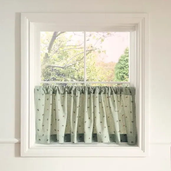Single Café Curtain with Slot Top - Sage