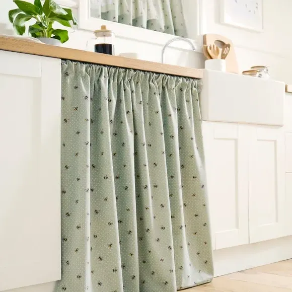 Single Curtain Panel Slot Top - Sage, Cotton