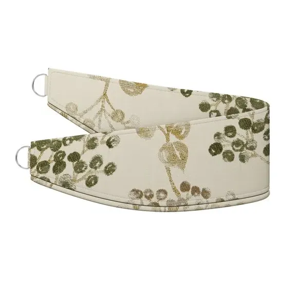 Single Curtain Tieback - Olive, Floral Design
