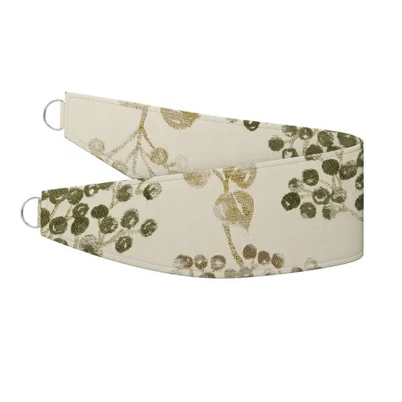 Single Curtain Tieback - Olive, Floral Design