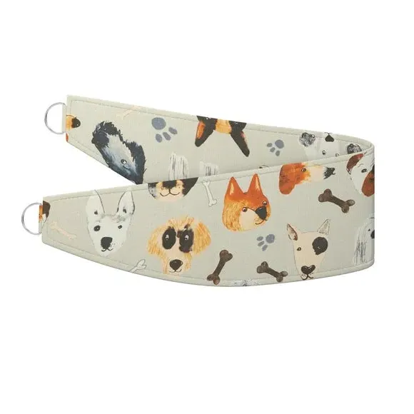 Single Curtain Tieback with Dog Print - Natural