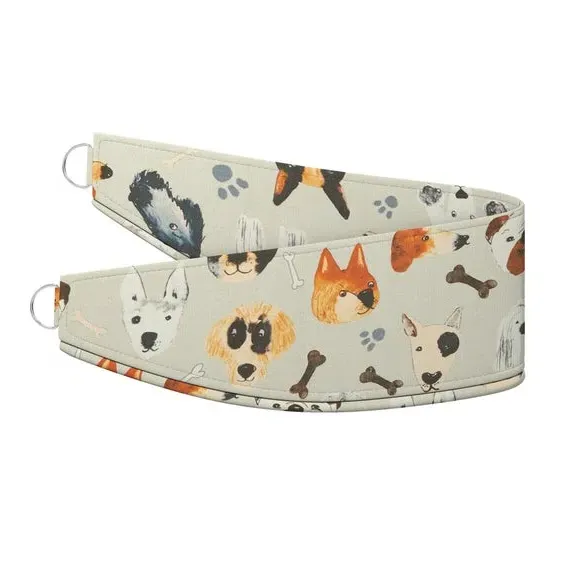Single Curtain Tieback with Dog Print - Natural