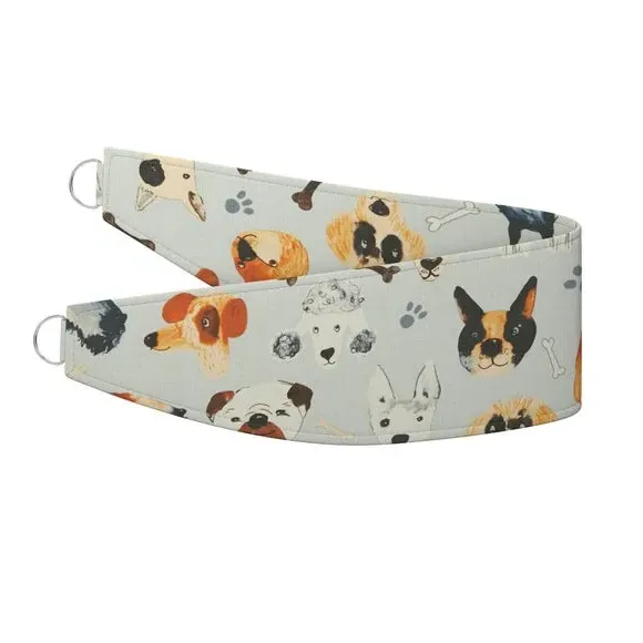 Single Curtain Tieback with Dog Print - Seafoam