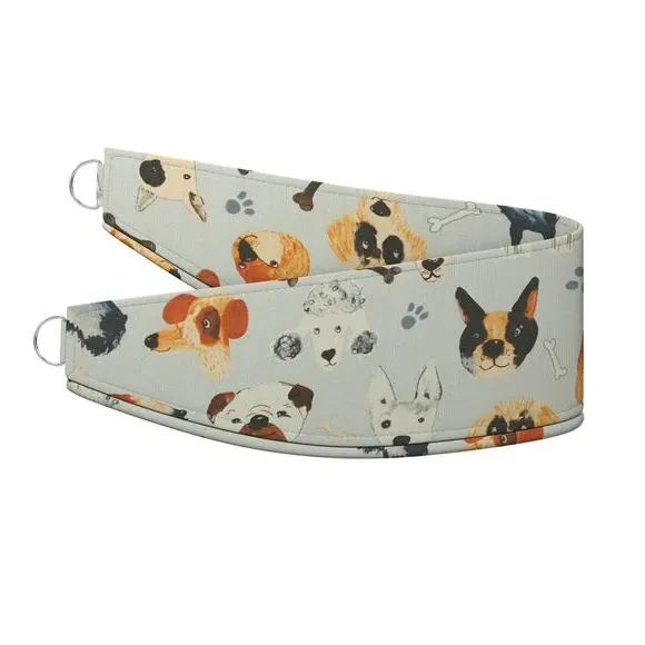 Single Curtain Tieback with Dog Print - Seafoam