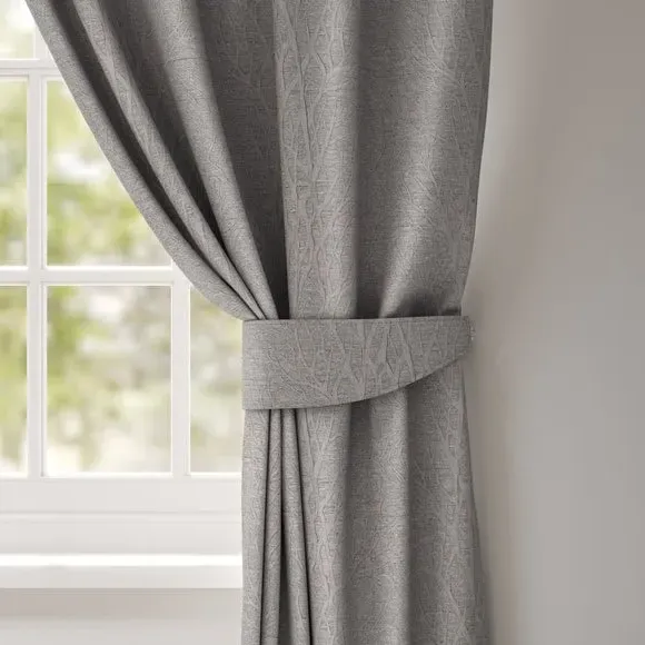 Single Curtain Tieback with Leaf Design - Grey
