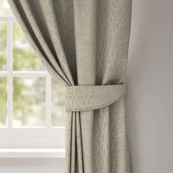 Single Curtain Tieback with Leaf Design - Grey