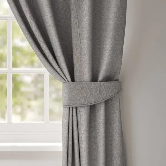 Single Curtain Tieback with Leaf Design - Grey