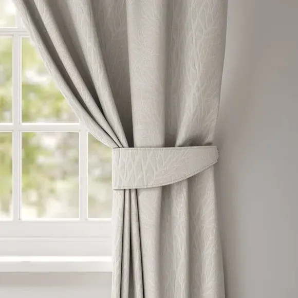 Single Curtain Tieback with Leaf Design - Grey