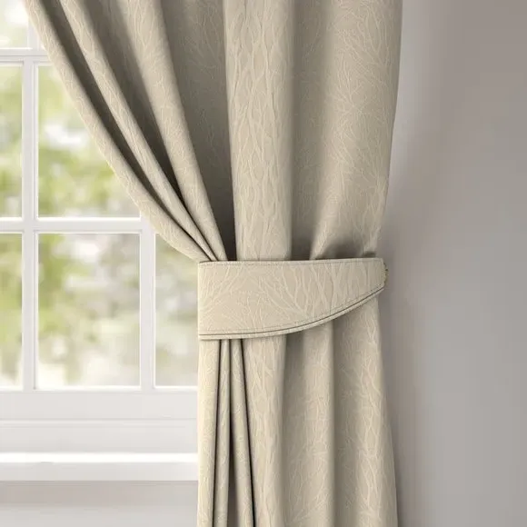 Single Curtain Tieback with Leaf Design - Stone