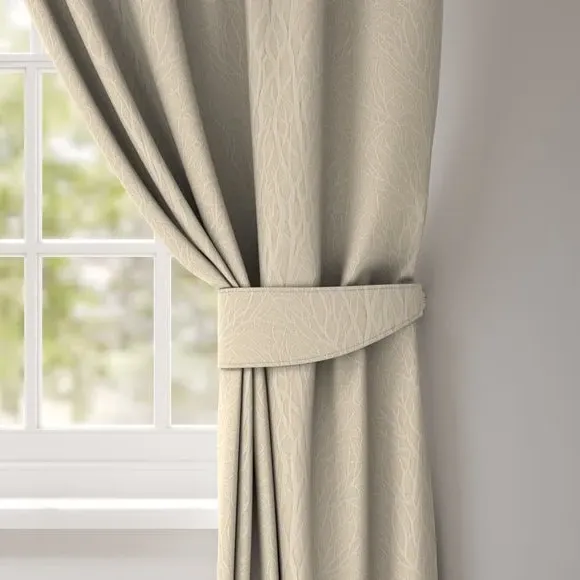 Single Curtain Tieback with Leaf Design - Stone