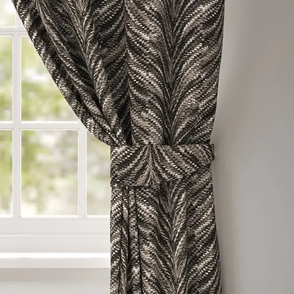 Single Curtain Tieback with Piped Edge - Charcoal image