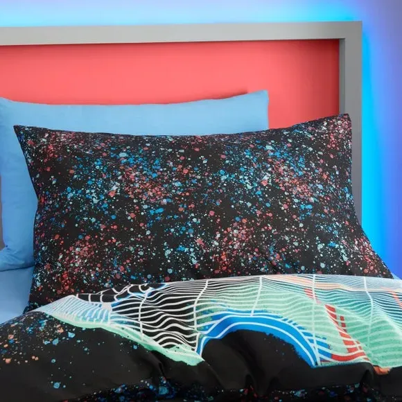 Single Duvet Cover Set Football Graphic - Black