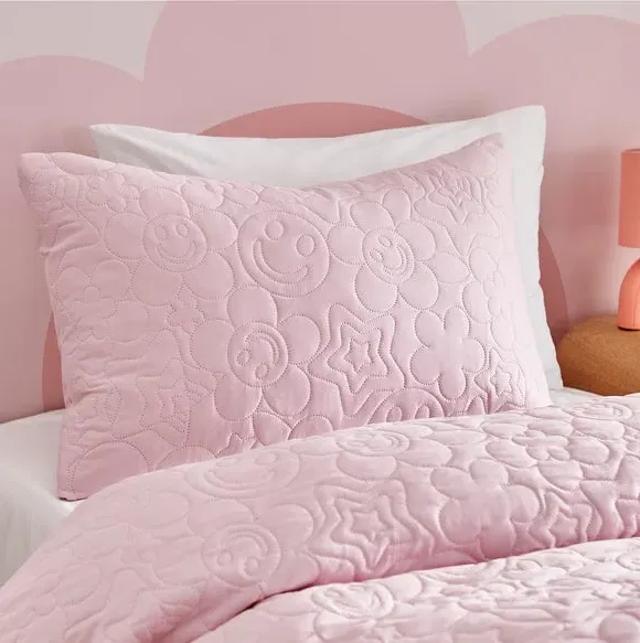 Single Duvet Cover Set with Embroidery - Pink