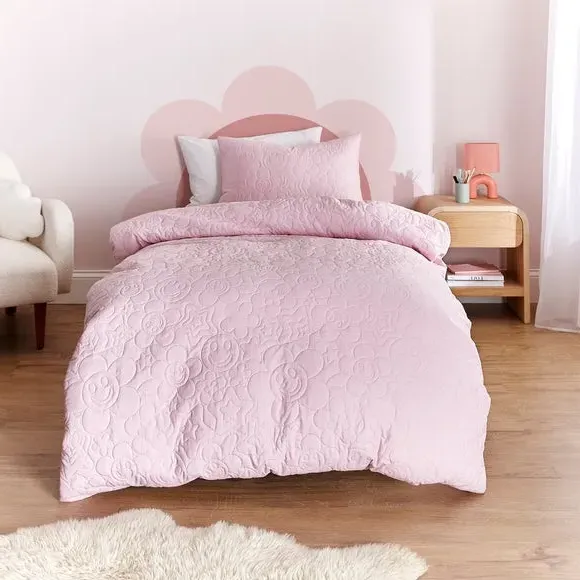 Single Duvet Cover Set with Embroidery - Pink image