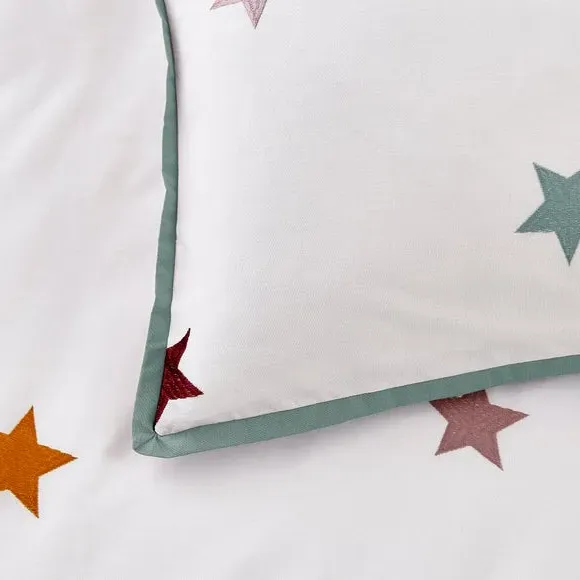 Single Duvet Cover Set with Embroidery - White