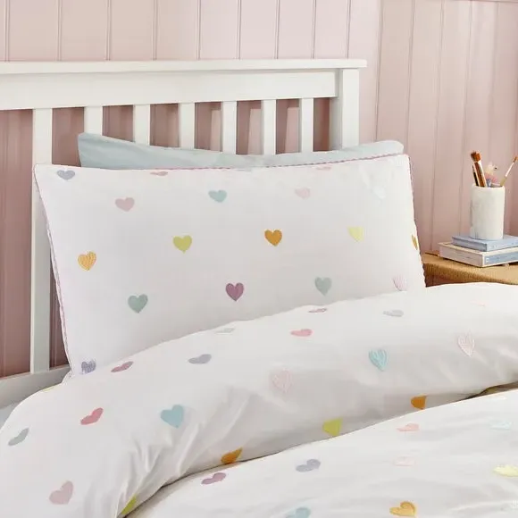 Single Duvet Cover Set with Embroidery - White