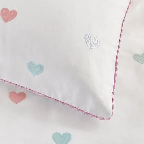 Single Duvet Cover Set with Embroidery - White