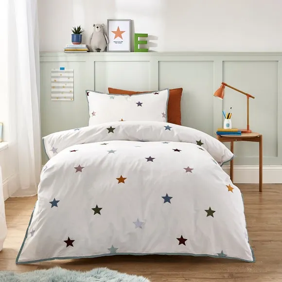 Single Duvet Cover Set with Embroidery - White image