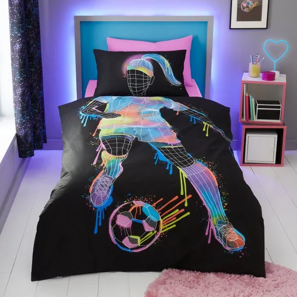 Single Duvet Cover Set with Football Design - Black image