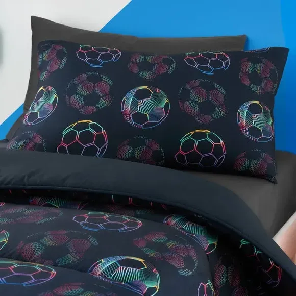 Single Duvet Set with Pillowcase - Black, Polyester